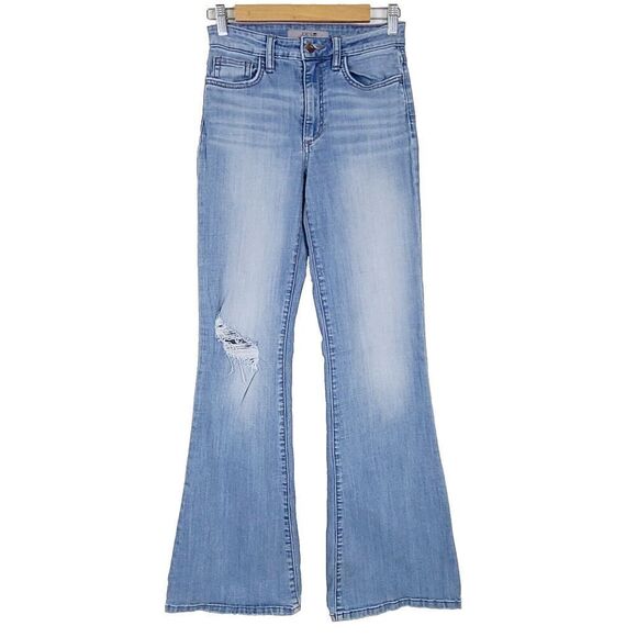 Joe's Jeans Womens 24 Blue Medium Wash Flare Leg Mid Rise Distressed Denim Pants - Picture 1 of 12
